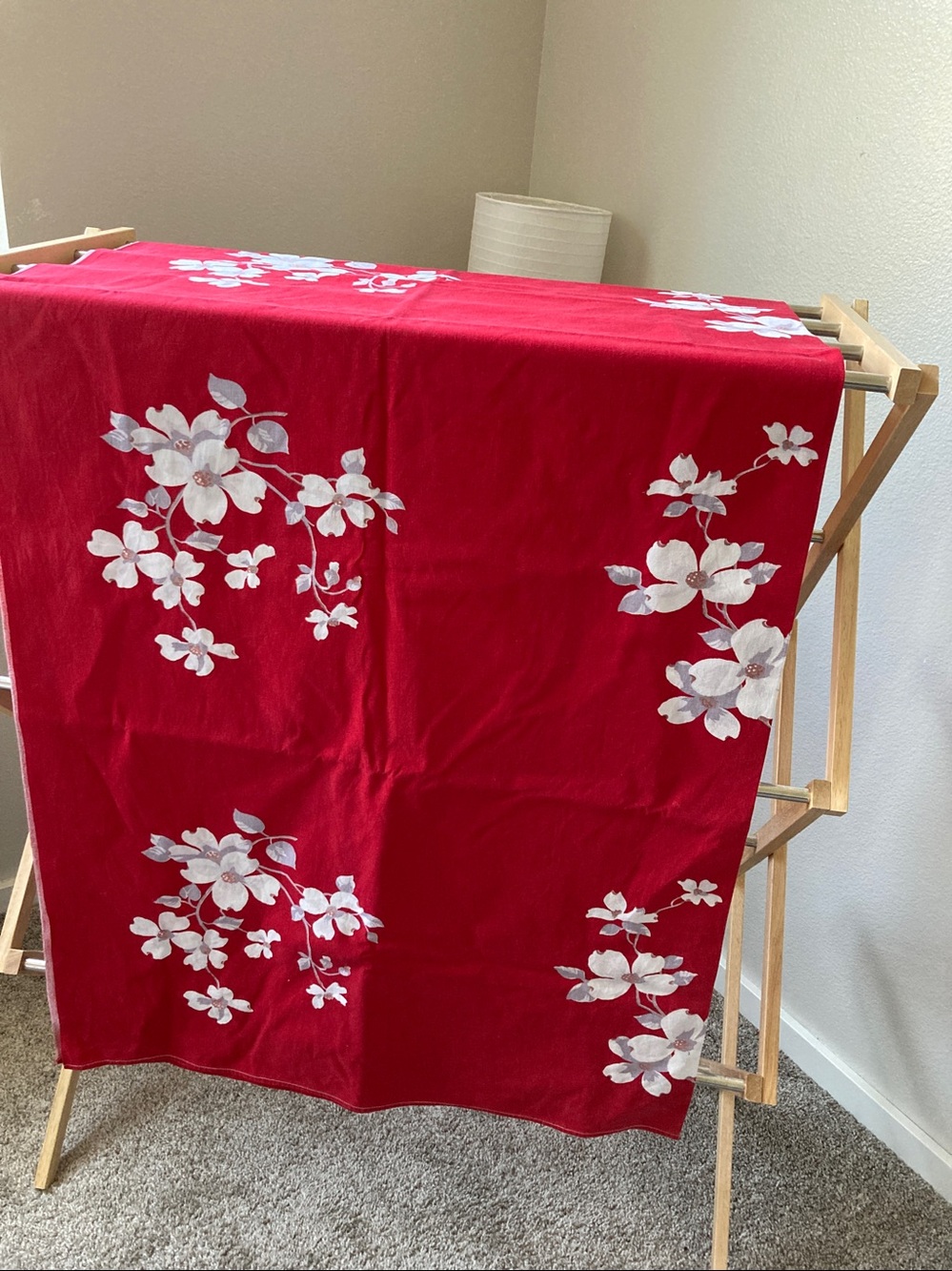 Vintage Wilendur 1950s Floral Dogwood Tablecloth Mid Century MCM Atomic - Picture 3 of 6